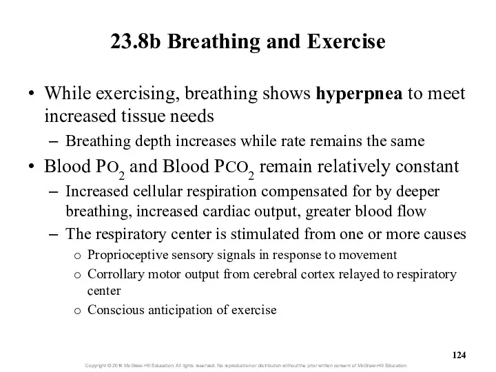 23.8b Breathing and Exercise While exercising, breathing shows hyperpnea to