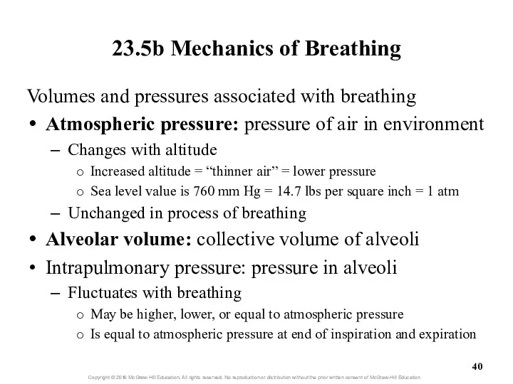 23.5b Mechanics of Breathing Volumes and pressures associated with breathing