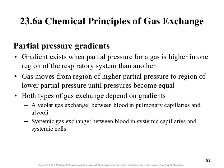 23.6a Chemical Principles of Gas Exchange Partial pressure gradients Gradient