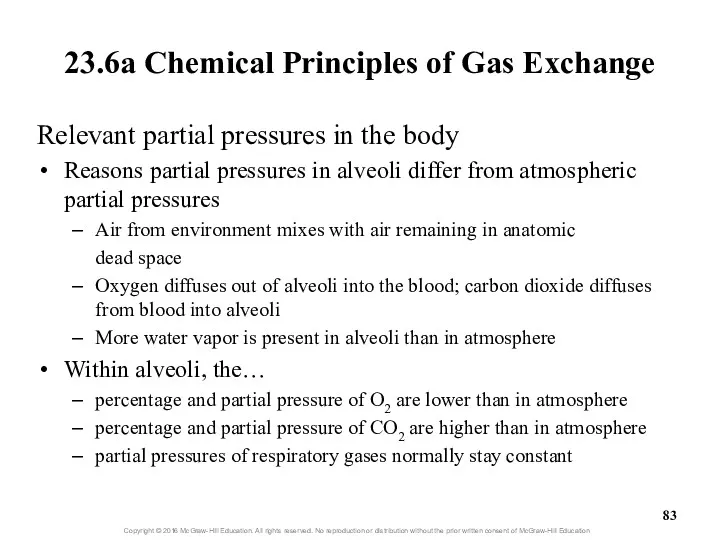 23.6a Chemical Principles of Gas Exchange Relevant partial pressures in