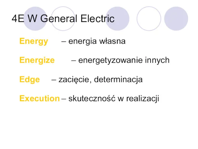 4E W General Electric Energy – energia własna Energize – energetyzowanie innych Edge