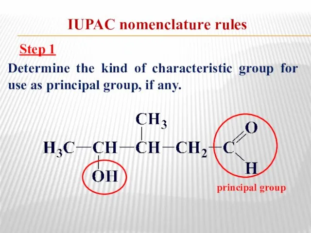 IUPAC nomenclature rules Step 1 Determine the kind of characteristic