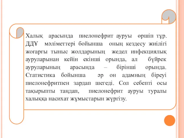 Халық арасында пиелонефрит ауруы өршіп тұр. ДДҰ мәліметтері бойынша оның