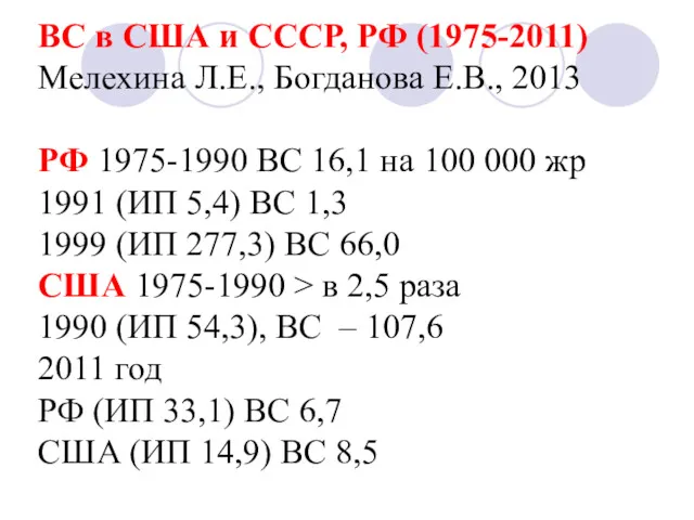 ВС в США и СССР, РФ (1975-2011) Мелехина Л.Е., Богданова