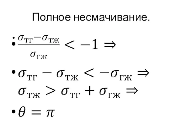 Полное несмачивание.