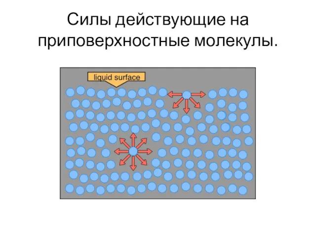 Силы действующие на приповерхностные молекулы.