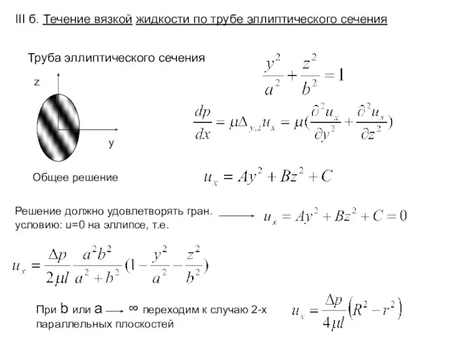 III б. Течение вязкой жидкости по трубе эллиптического сечения Труба