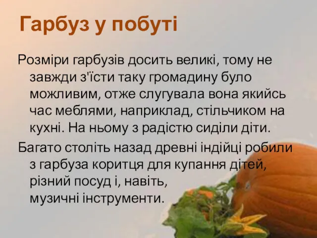 Розміри гарбузів досить великі, тому не завжди з'їсти таку громадину