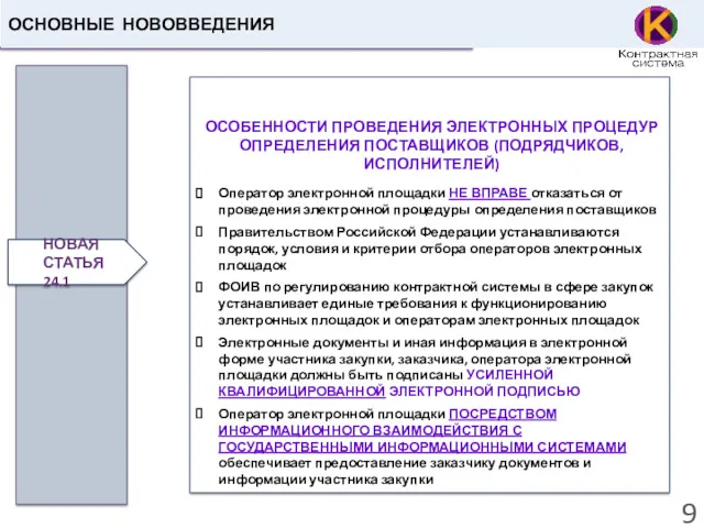 ОСНОВНЫЕ НОВОВВЕДЕНИЯ ОСОБЕННОСТИ ПРОВЕДЕНИЯ ЭЛЕКТРОННЫХ ПРОЦЕДУР ОПРЕДЕЛЕНИЯ ПОСТАВЩИКОВ (ПОДРЯДЧИКОВ, ИСПОЛНИТЕЛЕЙ)