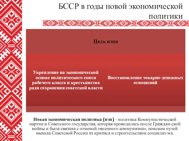 Новая экономическая политика (нэп) - политика Коммунистической партии и Советского