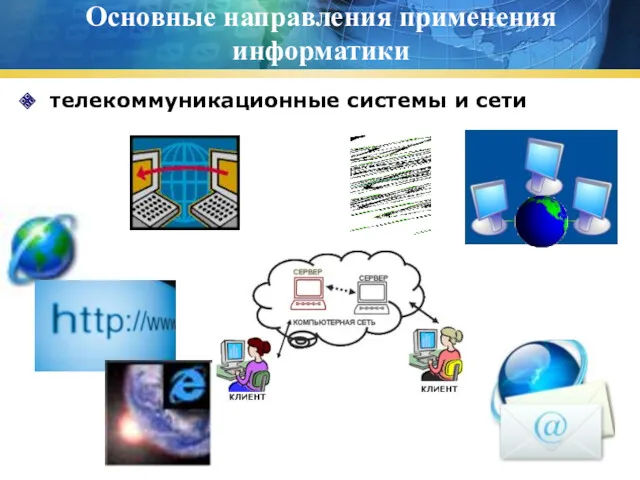 Основные направления применения информатики телекоммуникационные системы и сети