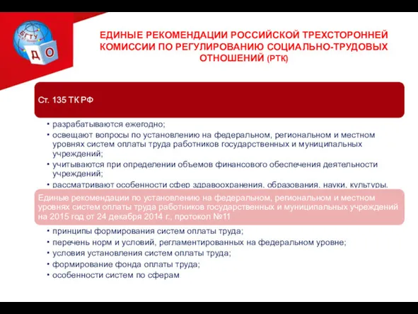 ЕДИНЫЕ РЕКОМЕНДАЦИИ РОССИЙСКОЙ ТРЕХСТОРОННЕЙ КОМИССИИ ПО РЕГУЛИРОВАНИЮ СОЦИАЛЬНО-ТРУДОВЫХ ОТНОШЕНИЙ (РТК)