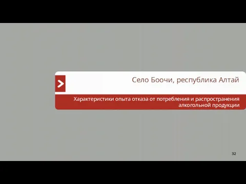 Село Боочи, республика Алтай Характеристики опыта отказа от потребления и распространения алкогольной продукции