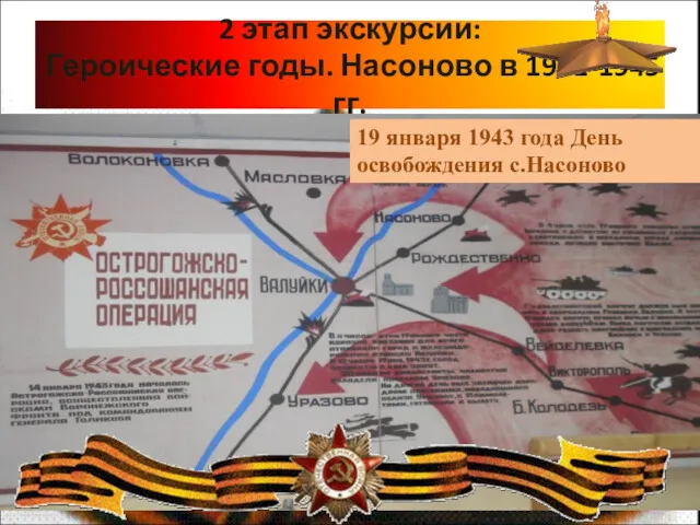 2 этап экскурсии: Героические годы. Насоново в 1941-1945 гг. 19 января 1943 года День освобождения с.Насоново