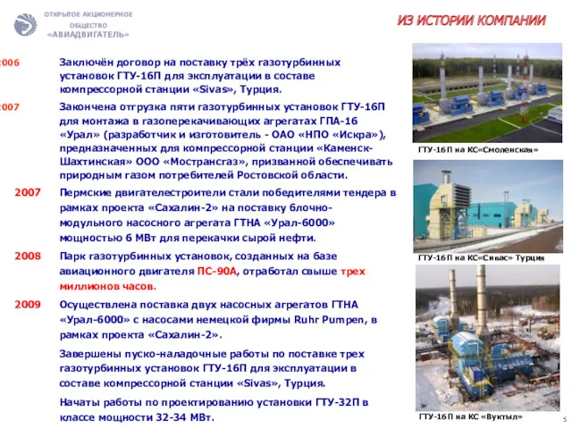ИЗ ИСТОРИИ КОМПАНИИ Заключён договор на поставку трёх газотурбинных установок ГТУ-16П для эксплуатации