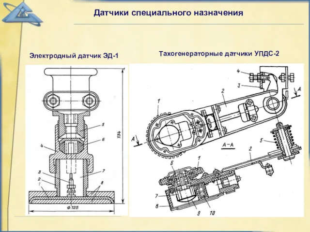 Датчики специального назначения Электродный датчик ЭД-1 Тахогенераторные датчики УПДС-2