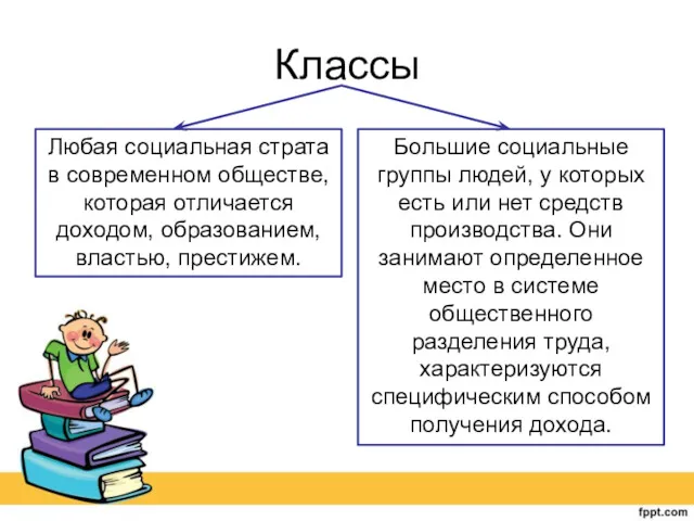 Классы Большие социальные группы людей, у которых есть или нет