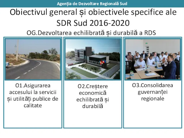 Obiectivul general și obiectivele specifice ale SDR Sud 2016-2020 OG.Dezvoltarea