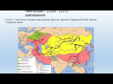 Чингисхан – (1206 - 1227): завоевания К 1227 г. Чингисхан