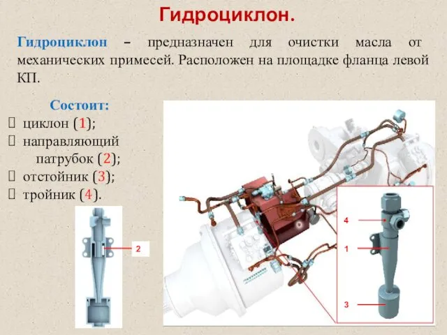 Гидроциклон. Гидроциклон – предназначен для очистки масла от механических примесей.