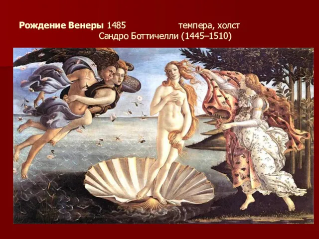 Рождение Венеры 1485 темпера, холст Сандро Боттичелли (1445–1510)