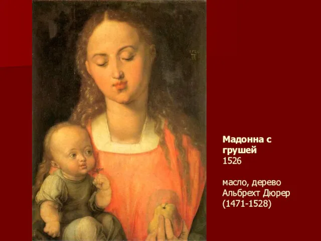 Мадонна с грушей 1526 масло, дерево Альбрехт Дюрер (1471-1528)