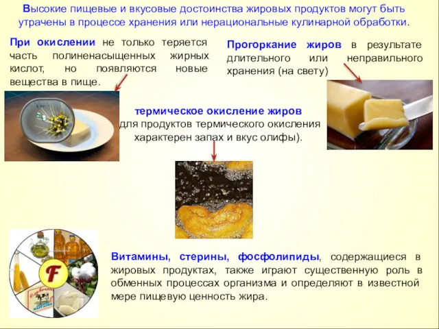 Высокие пищевые и вкусовые достоинства жировых продуктов могут быть утрачены