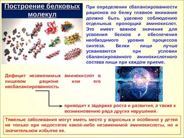 При определении сбалансированности рационов по белку главное внимание должно быть