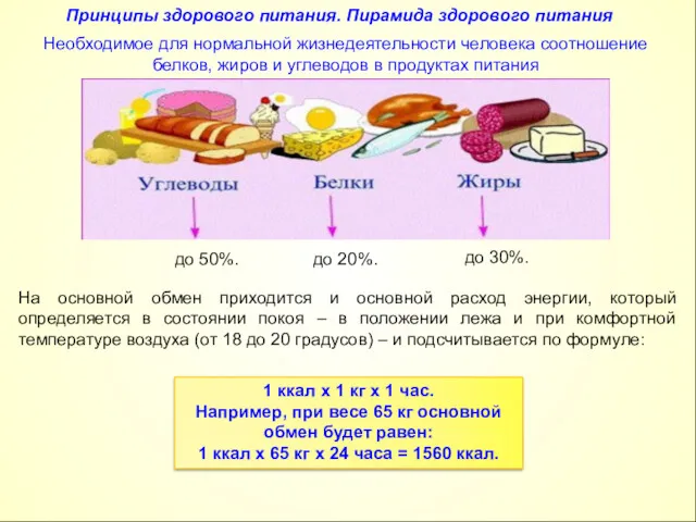 Принципы здорового питания. Пирамида здорового питания Необходимое для нормальной жизнедеятельности