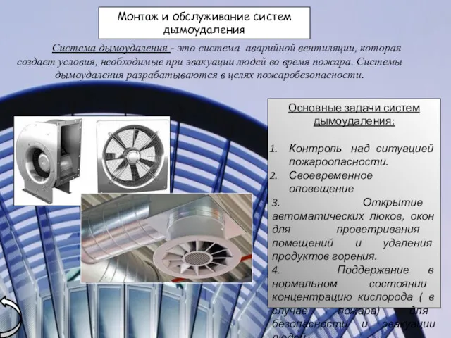 Основные задачи систем дымоудаления: Контроль над ситуацией пожароопасности. Своевременное оповещение