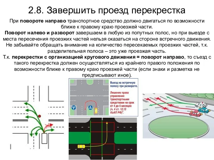 2.8. Завершить проезд перекрестка При повороте направо транспортное средство должно