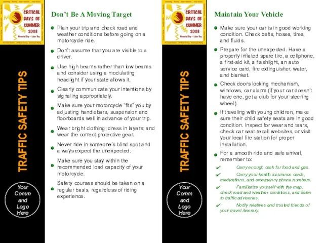 Don’t Be A Moving Target Maintain Your Vehicle Plan your trip and check