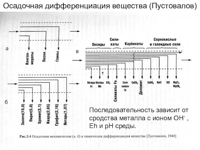 Последовательность зависит от сродства металла с ионом ОН- , Eh