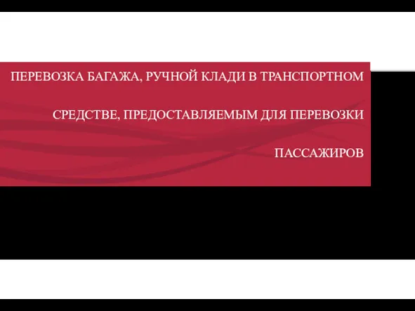 ПЕРЕВОЗКА БАГАЖА, РУЧНОЙ КЛАДИ В ТРАНСПОРТНОМ СРЕДСТВЕ, ПРЕДОСТАВЛЯЕМЫМ ДЛЯ ПЕРЕВОЗКИ ПАССАЖИРОВ