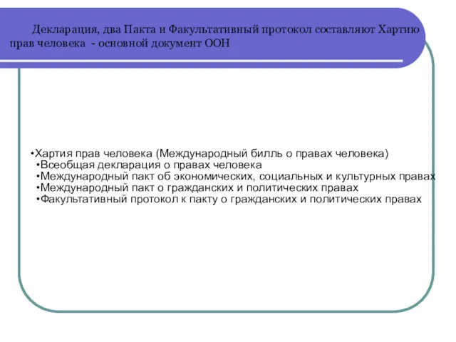 Хартия прав человека (Международный билль о правах человека) Всеобщая декларация