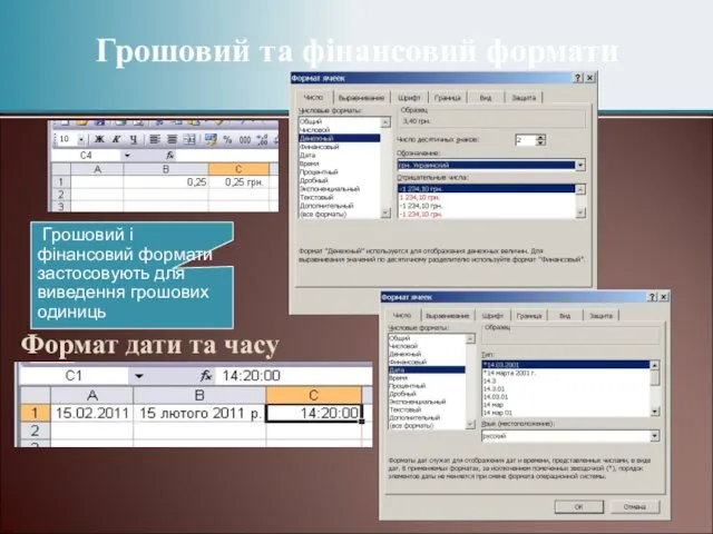 Грошовий та фінансовий формати Грошовий і фінансовий формати застосовують для