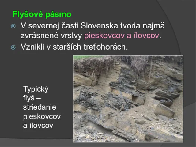 Flyšové pásmo V severnej časti Slovenska tvoria najmä zvrásnené vrstvy