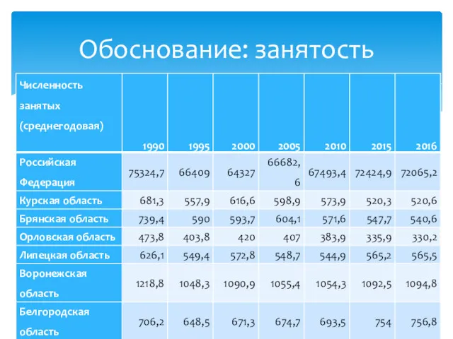 Обоснование: занятость