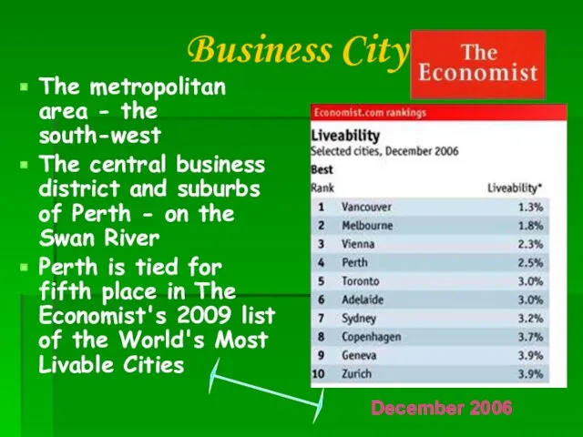 Business City The metropolitan area - the south-west The central
