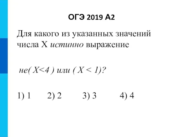 Для какого из указанных значений числа X истинно выражение не(