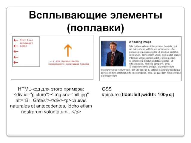 Всплывающие элементы (поплавки) HTML-код для этого примера: causas naturales et