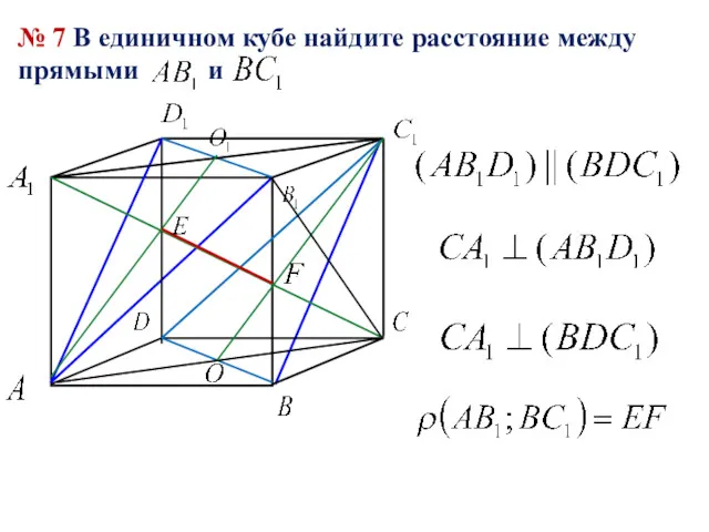 № 7 В единичном кубе найдите расстояние между прямыми и