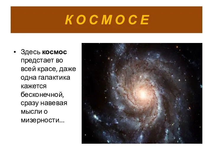 К О С М О С Е Здесь космос предстает