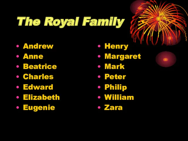 The Royal Family Andrew Anne Beatrice Charles Edward Elizabeth Eugenie