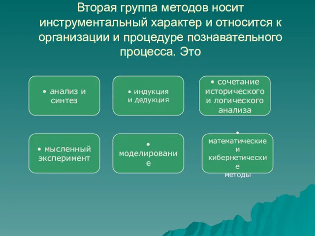 Вторая группа методов носит инструментальный характер и относится к организации