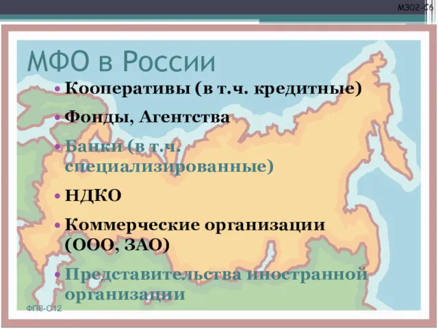 МФО в России Кооперативы (в т.ч. кредитные) Фонды, Агентства Банки