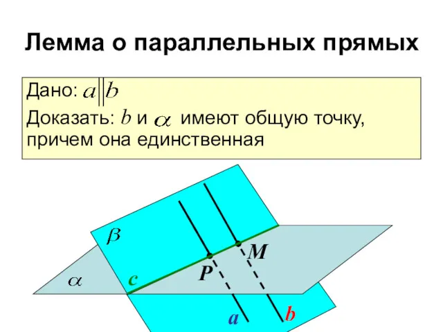 a b с Р М Дано: Доказать: b и имеют