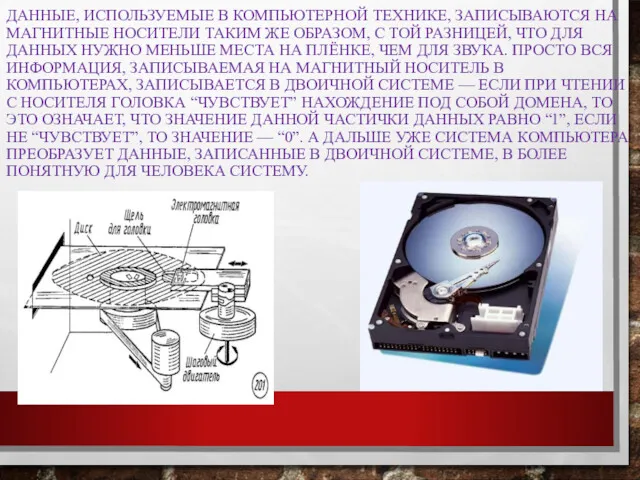 ДАННЫЕ, ИСПОЛЬЗУЕМЫЕ В КОМПЬЮТЕРНОЙ ТЕХНИКЕ, ЗАПИСЫВАЮТСЯ НА МАГНИТНЫЕ НОСИТЕЛИ ТАКИМ