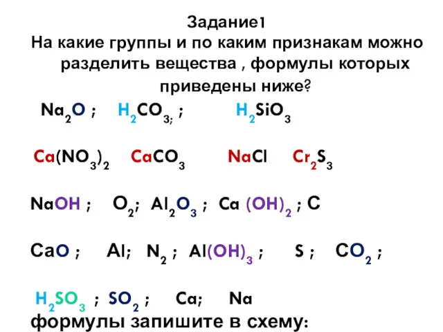 Задание1 На какие группы и по каким признакам можно разделить