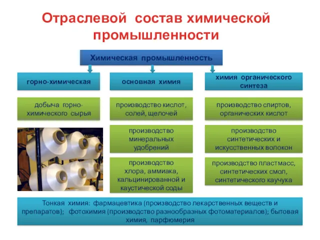 Отраслевой состав химической промышленности Химическая промышленность горно-химическая основная химия химия